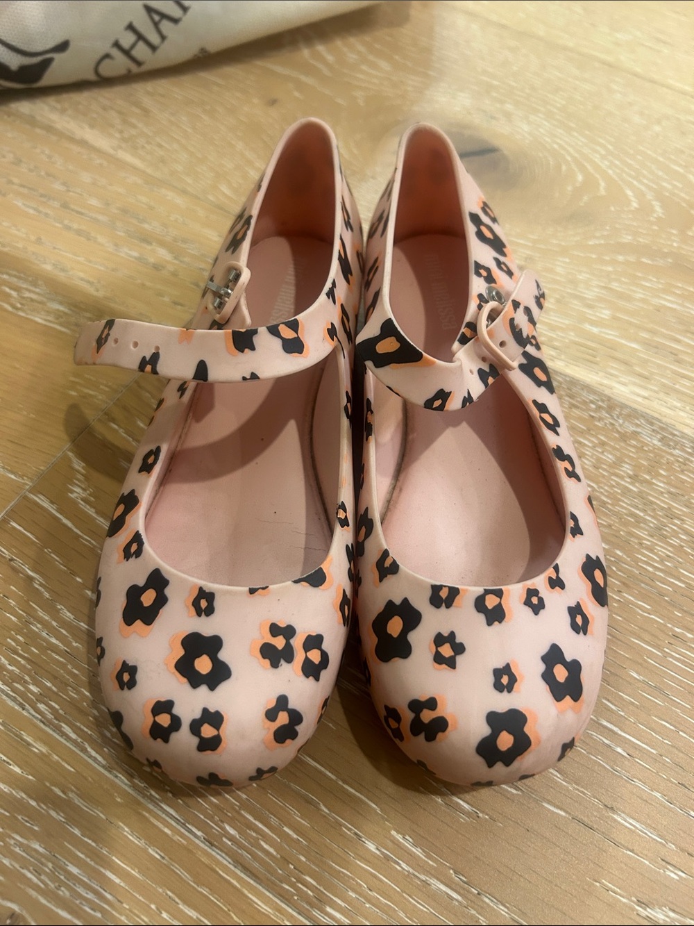 Girls' Pink Floral Mini Melissa Kids Shoes - size 12
